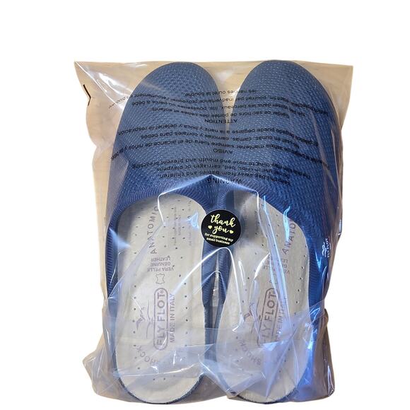 Fly Flot Clogs Blue Mesh SlipOn Slides Mules Made Italy Women Size 7.5 Worn 1x - Picture 8 of 8